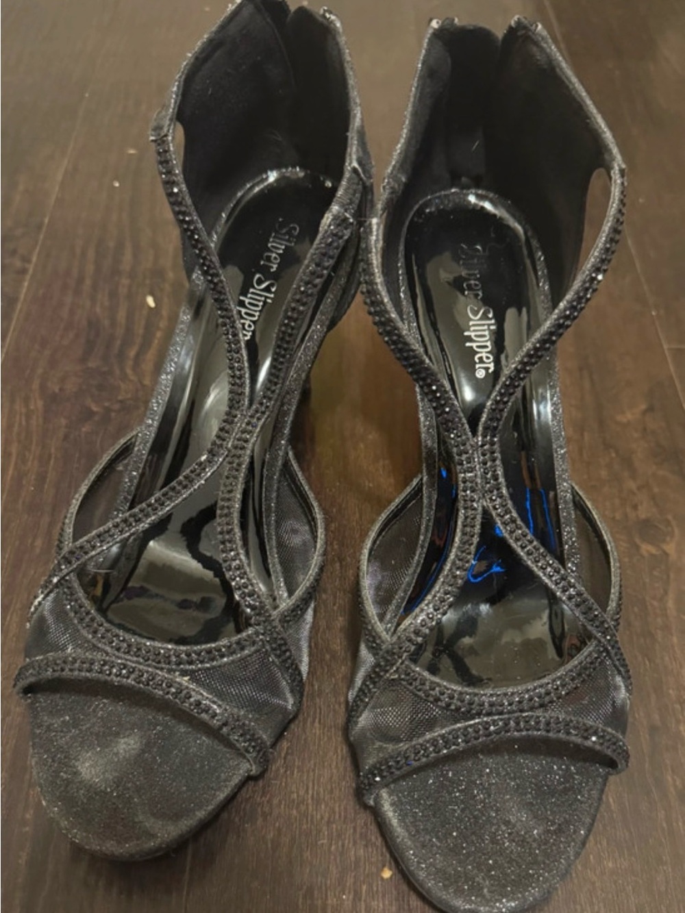 Women's Black Strappy Evening Heels